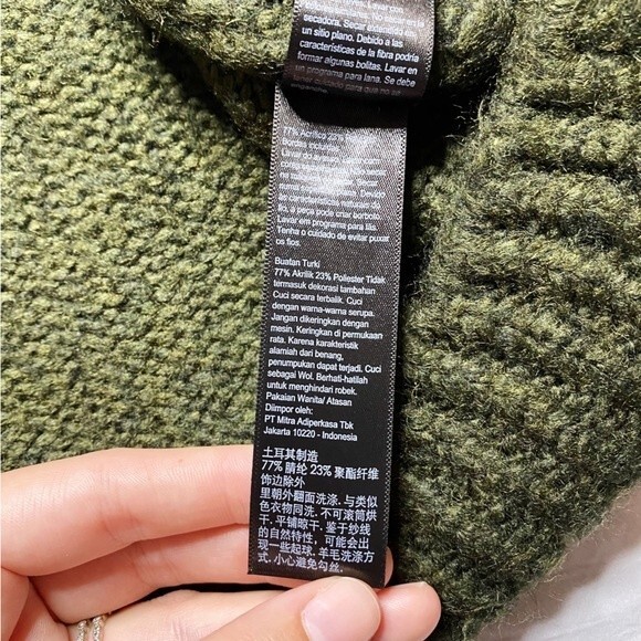 Topshop Green Turtleneck Sweater Chunky Ribbed Button Details Size 4-6 - Picture 6 of 8